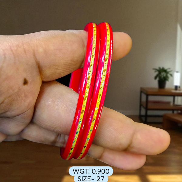 (GSP) TRJ (SIZE: 27) WGT: 0.900 GM APPROX 22KT HUID HALLMARK GOLD POLA BANGLES 1 PAIR DESIGN FOR REGULAR USE.