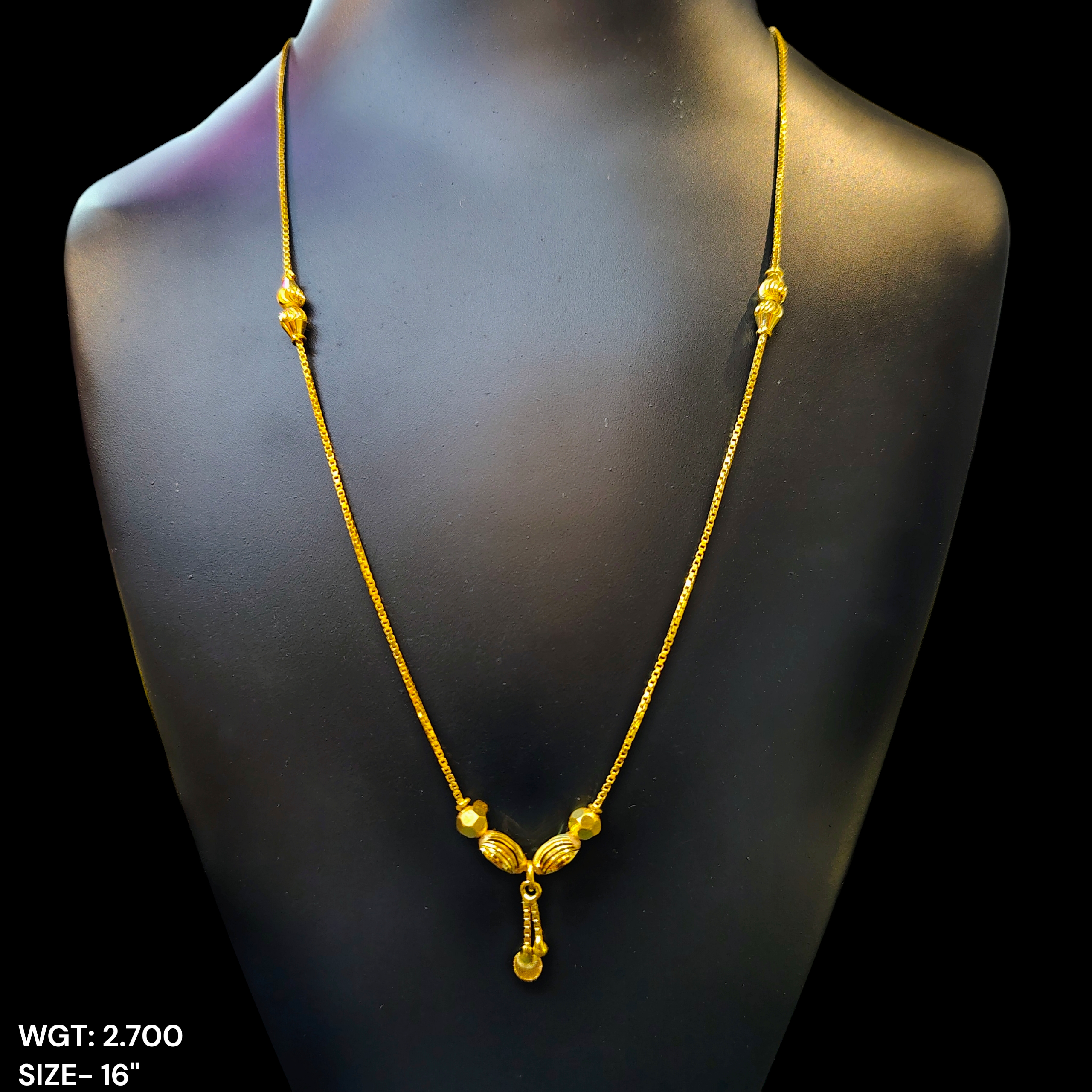 GCH-(WGT: 2.700 GM APPROX) BIS CERTIFIED HUID HALLMARK 9KT GOLD CHAIN WITH PENDANT (16 INCH) 1 PIECE FOR WOMEN.