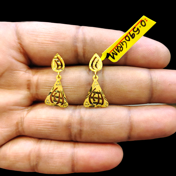 GOLD EARRINGS- WGT: 0.590 GM APPROX BIS CERTIFIED HUID HALLMARK 9KT GOLD EARRINGS 1 PAIR FOR WOMEN.