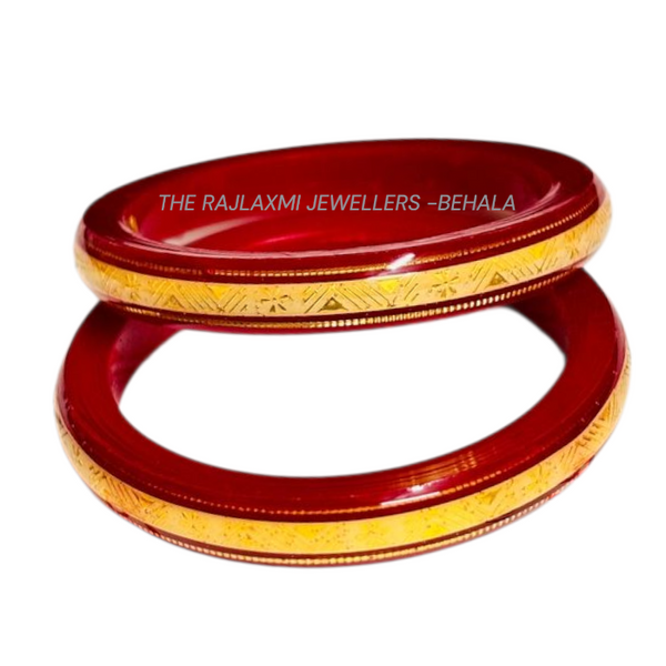 MAGNETIC RED (FACEBOOK VIRAL POLA) GOLDEN DETAILING LAMINATION POLA FULL SCALE DESIGN 1 PAIR FOR WOMEN - NON EXCHANGEABLE ITEM (GET ANY DESIGN AS PER AVAILABILITY)