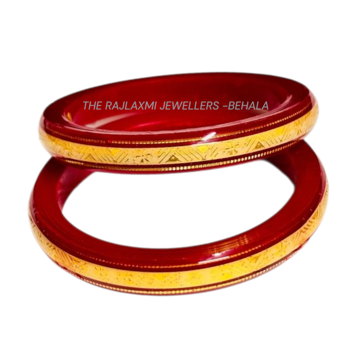 MAGNETIC RED (FACEBOOK VIRAL POLA) GOLDEN DETAILING LAMINATION POLA FULL SCALE DESIGN 1 PAIR FOR WOMEN - NON EXCHANGEABLE ITEM (GET ANY DESIGN AS PER AVAILABILITY)