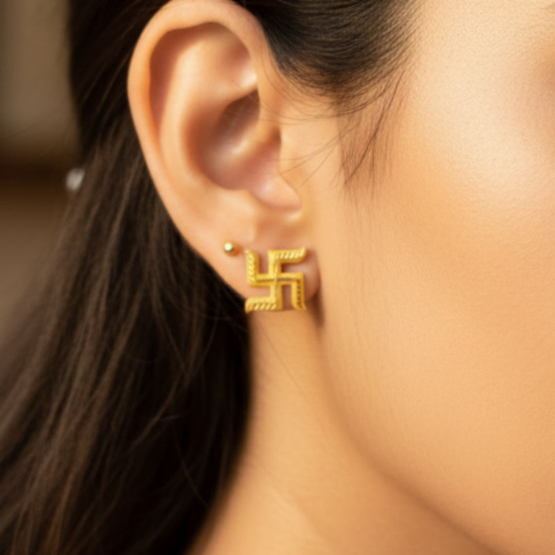 (GSE22) BIS CERTIFIED WGT: 0.600 GM APPROX HUID HALLMARK 916 22KT GOLD TOPS 1 PAIR FOR WOMEN.