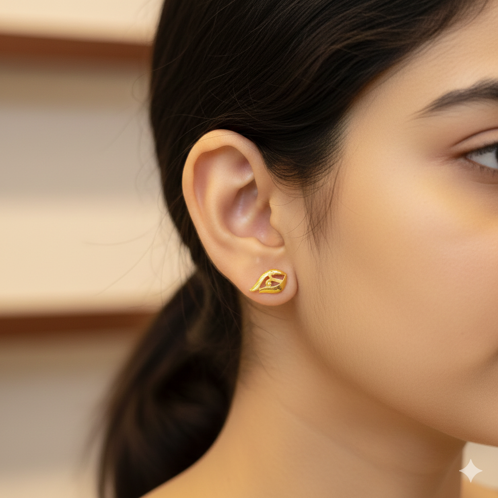 (GSE9) TRJ BABY TOPS WGT: 0.680 GM APPROX BIS CERTIFIED HUID HALLMARK 9KT GOLD STUD EARRINGS FOR WOMEN 1 PAIR FOR REGULAR USE.