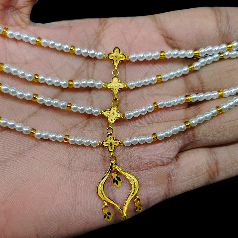 GOLD MOTI HAR- (H5W6P1)-(WGT: 2.230 GM APPROX) CERTIFIED BIS HALLMARK HUID 22KT GOLD MOTI NECKLACE 1 PIECE WITH ADJUSTABLE TASSEL.