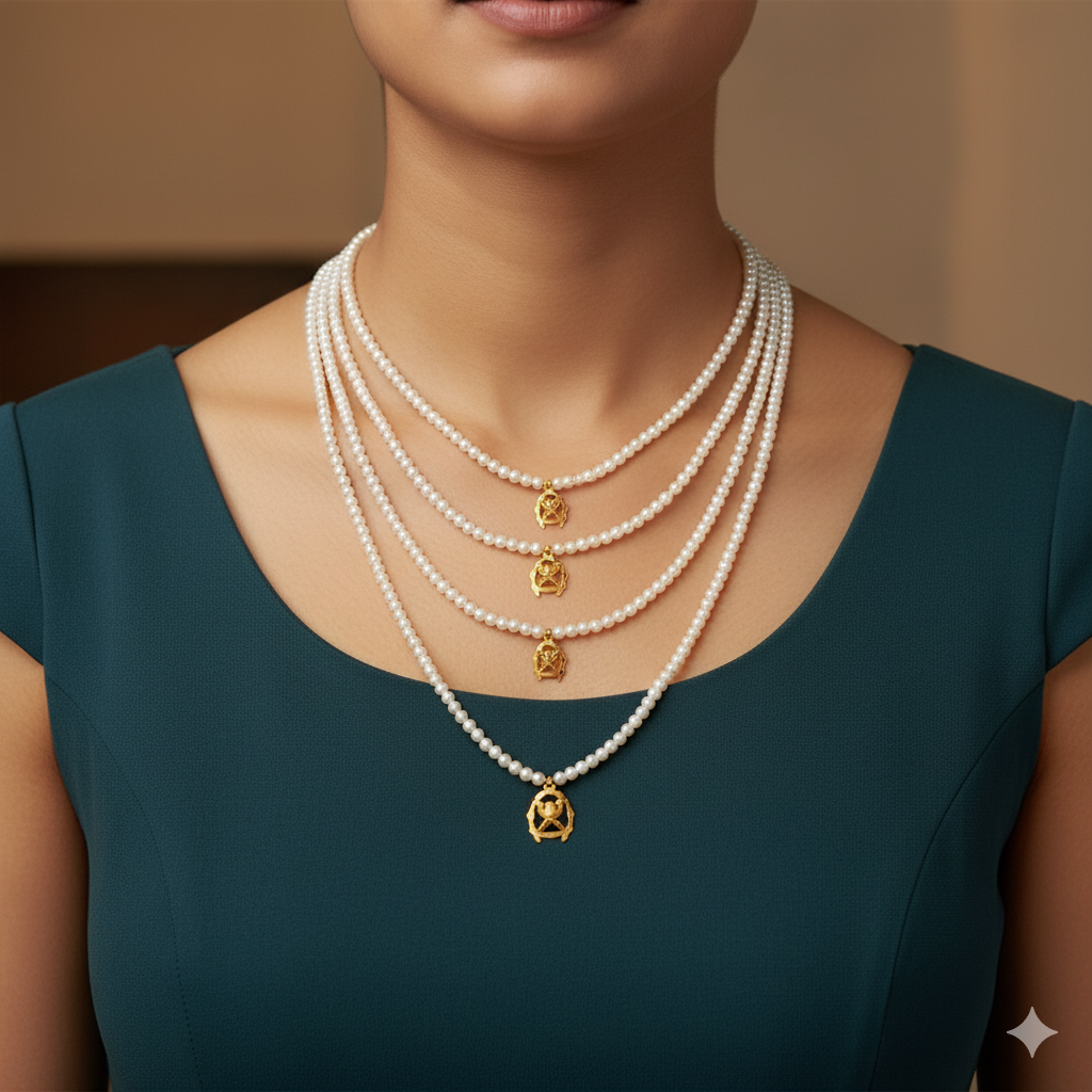 (GMH) TRJ WGT: 0.930 GM APPROX 22KT HUID HALLMARK GOLD MOTI LAHORI NECKLACE 1 PIECE WITH ADJUSTABLE TASSEL.