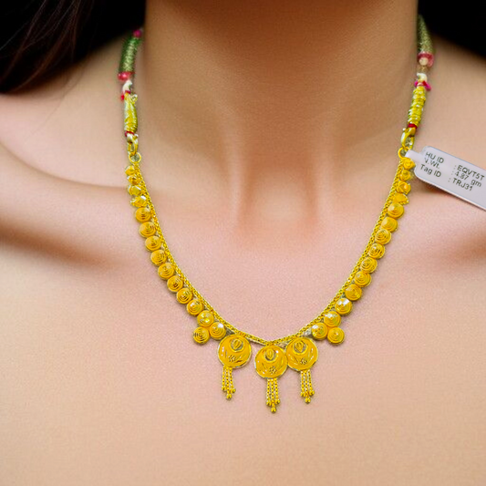 BIS CERTIFIED HUID HALLMAR 916 22KT GOLD NECKLACE CHOKER (WGT: 4.870 GM) 1 PIECE FOR WOMEN.