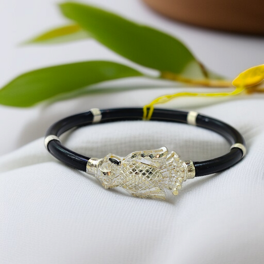 TRJ BLACK OWL DESIGN 925 ORIGINAL SILVER NOA BANGLES FOR WOMEN 1 PIECE - SOLD AS MRP BY RAJLAXMI.