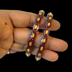 GPB22K- (SIZE: 25) WGT: 0.820 GM APPROX 22KT HUID HALLMARK GOLD PASTING POLA BANGLES 1 PAIR (FULL BODY WORK).
