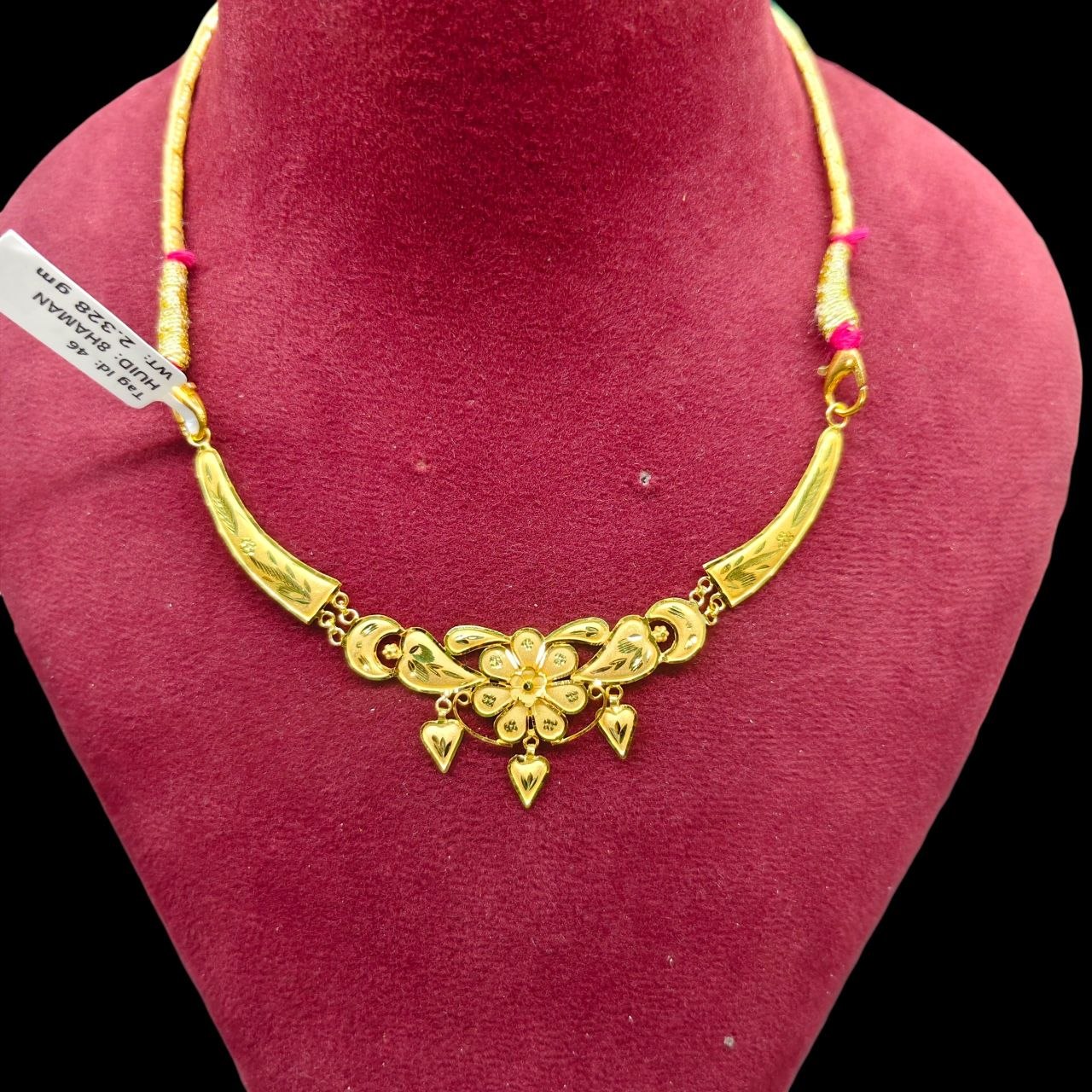 GOLD CHOKER NECKLACE-(WGT: 2.328 GM APPROX) BIS CERTIFIED HUID HALLMARK 9KT GOLD NECKLACE 1 PIECE FOR WOMEN.