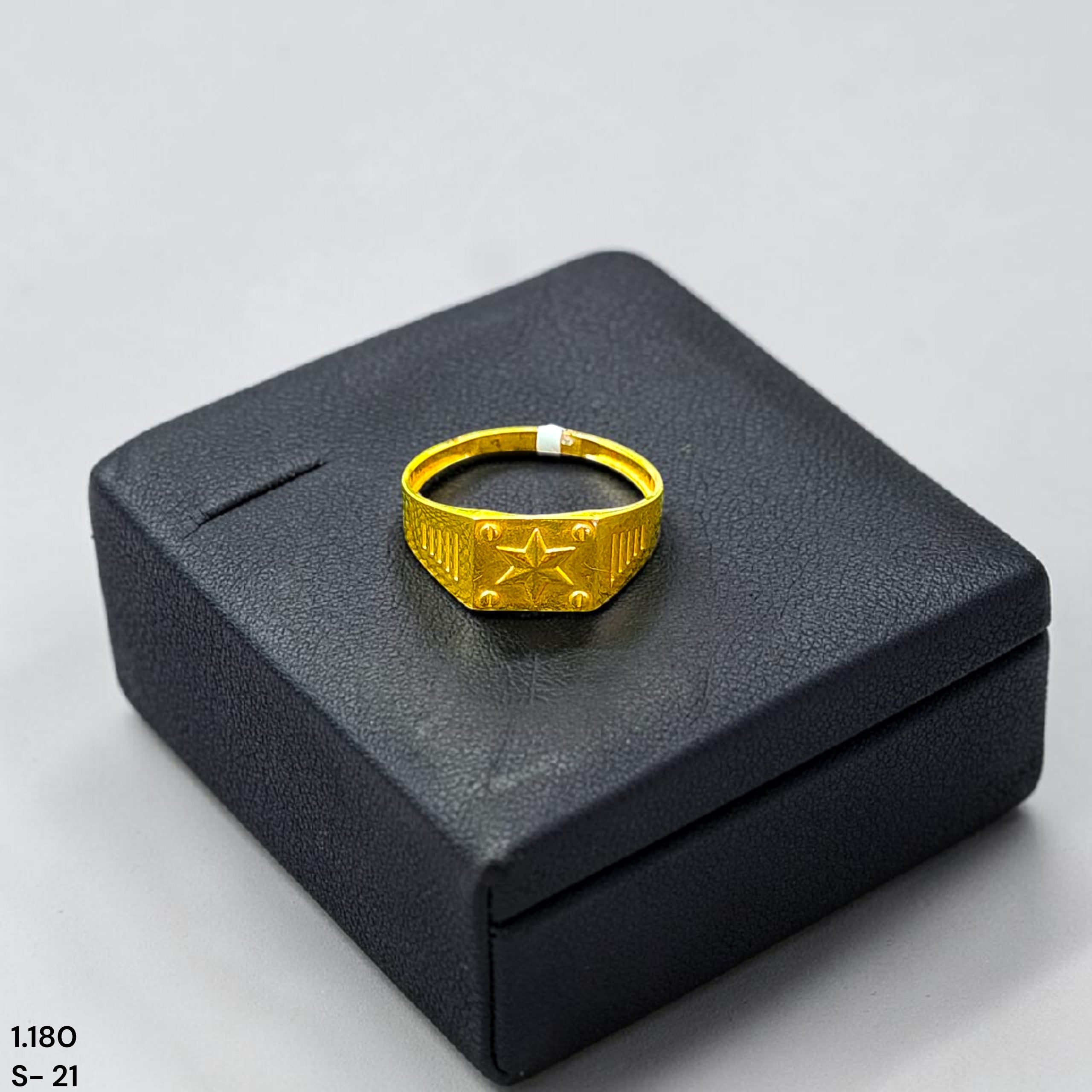 GENTS RING- TRJ (SIZE:21) WGT: 1.180 GM APPROX BIS CERTIFIED HUID HALLMARK 375 9KT GOLD FINGER RING FOR MEN 1 PIECE.