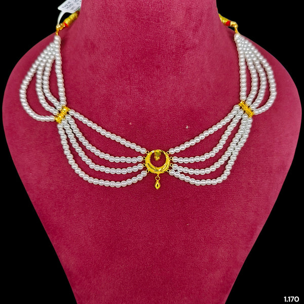 GOLD MOTI HAR- (ID6R78)-(WGT: 1.170 GM APPROX) CERTIFIED BIS HALLMARK HUID 22KT GOLD MOTI NECKLACE 1 PIECE WITH ADJUSTABLE TASSEL.