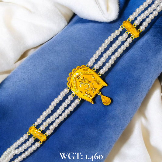 CERTIFIED BIS HUID HALLMARK 916 22KT GOLD MOTI CHOKER 1 PIECE (WGT:1.460 GM) WITH ADJUSTABLE TASSEL FOR GIFT IN MARRIAGE.