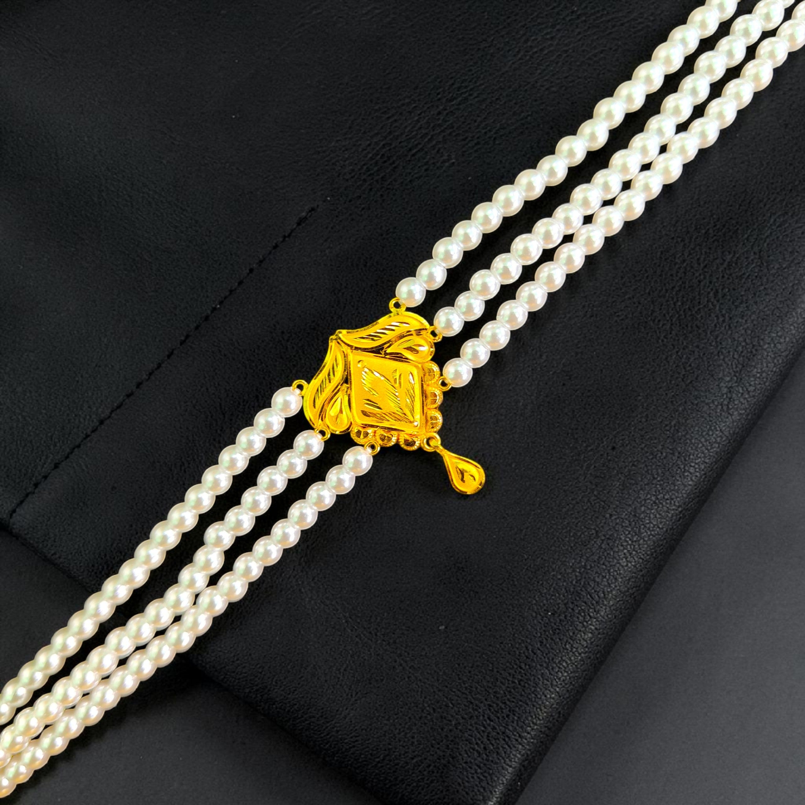 GOLD MOTI HAR- CERTIFIED BIS HUID HALLMARK 916 22KT GOLD MOTI CHOKER 1 PIECE (WGT: 0.620 GM) WITH ADJUSTABLE TASSEL FOR GIFT IN MARRIAGE.