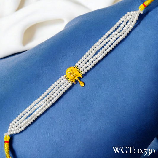 CERTIFIED BIS HUID HALLMARK 916 22KT GOLD MOTI CHOKER 1 PIECE (WGT:0.530 GM) WITH ADJUSTABLE TASSEL FOR GIFT IN MARRIAGE.