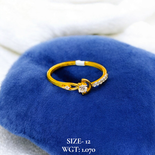 RAJLAXMI DIAMOND JEWELLERY (SIZE:12) - WGT: 1.070 GM - NATURAL DIAMOND (0.11 CENT) HUID HALLMARK 18KT DIAMOND FINGER RING FOR WOMEN WITH CERTIFICATE OF AUTHENTICITY BY ZORBA (DESIGN NO: LRAP4510).