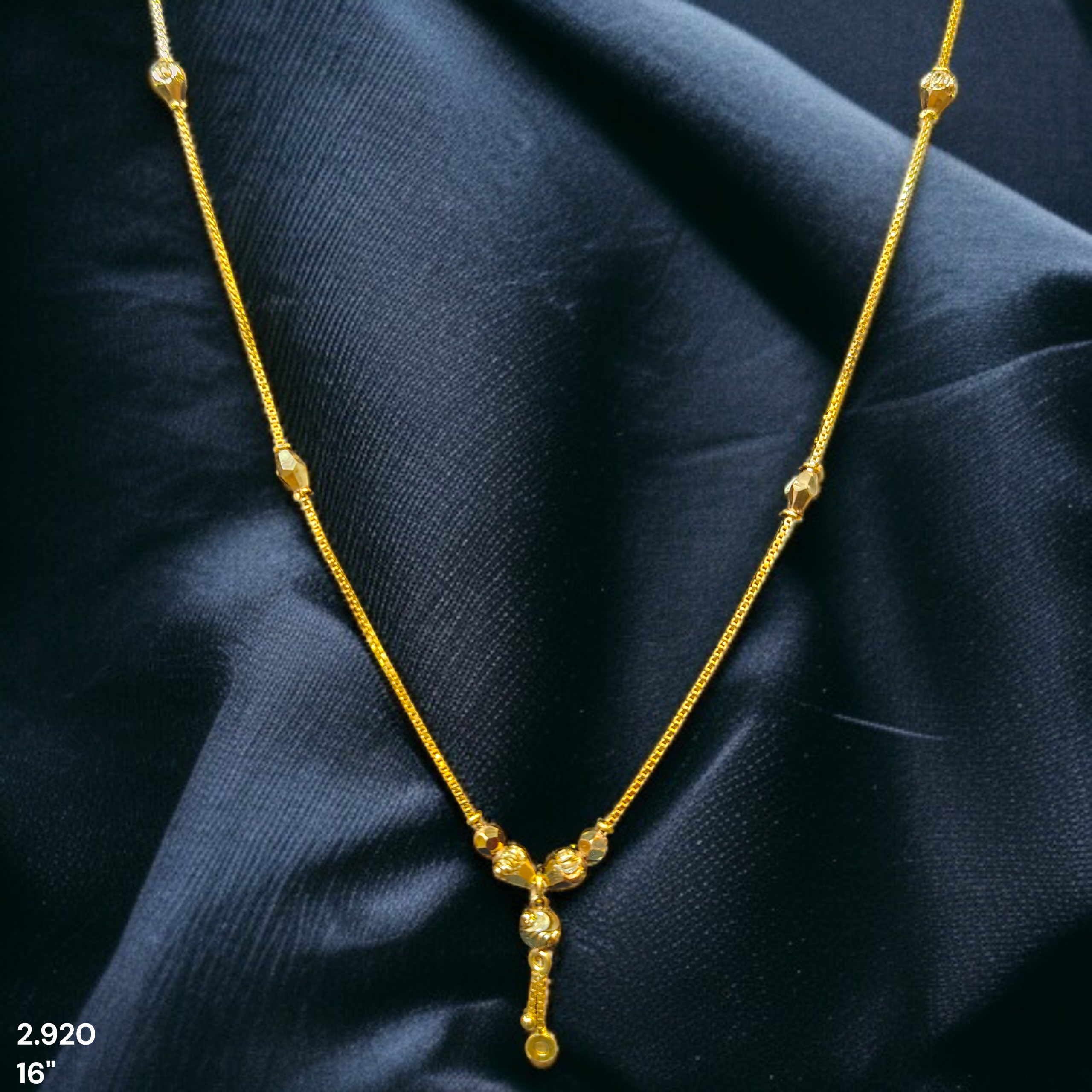 GCH-(WGT: 2.920 GM APPROX) BIS CERTIFIED HUID HALLMARK 9KT GOLD CHAIN WITH PENDANT (16 INCH) 1 PIECE FOR WOMEN.