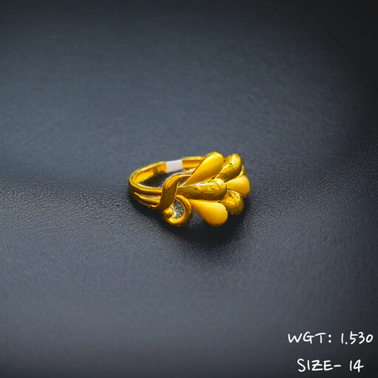 TRJ (SIZE: 14) WGT: 1.530 GM APPROX 22KT HUID HALLMARK GOLD RING FOR WOMEN 1 PIECE.