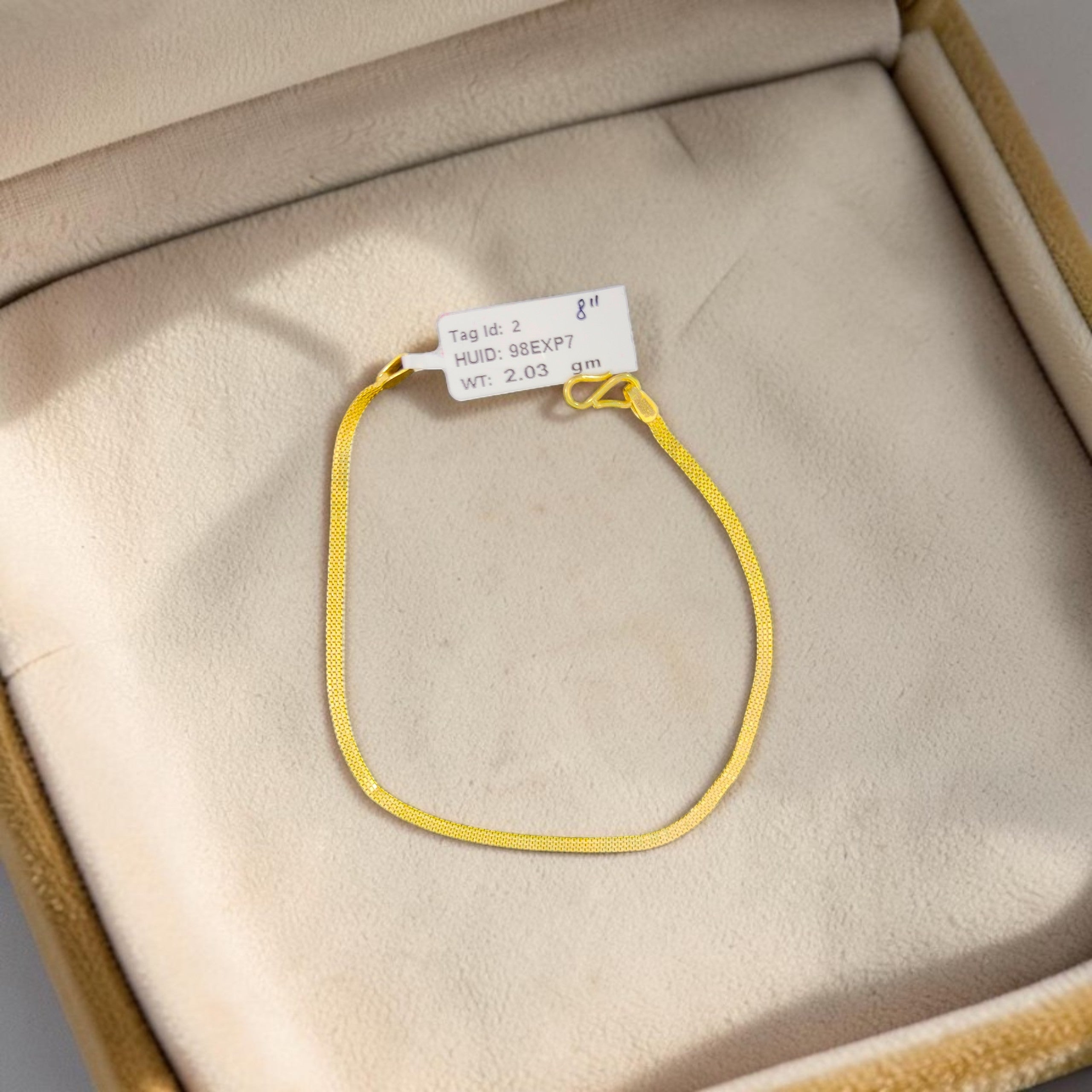 GOLD WRISTLET- 8" (WGT: 2.030 GM APPROX) BIS CERTIFIED HUID HALLMARK 375 9KT GOLD WRISTLET FOR GENTS.
