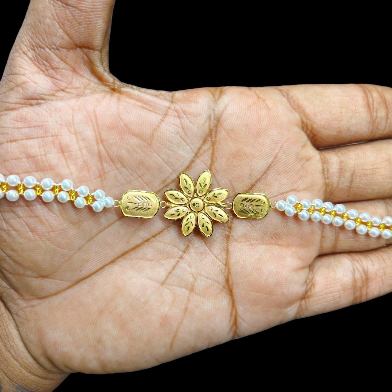 GOLD WRISTLET- (WGT: 0.820 GM APPROX) BIS CERTIFIED HUID HALLMARK 375 9KT GOLD WRISTLET (BRACELET) WITH MOTI CHAIN FOR WOMEN (ADJUSTABLE SIZE).