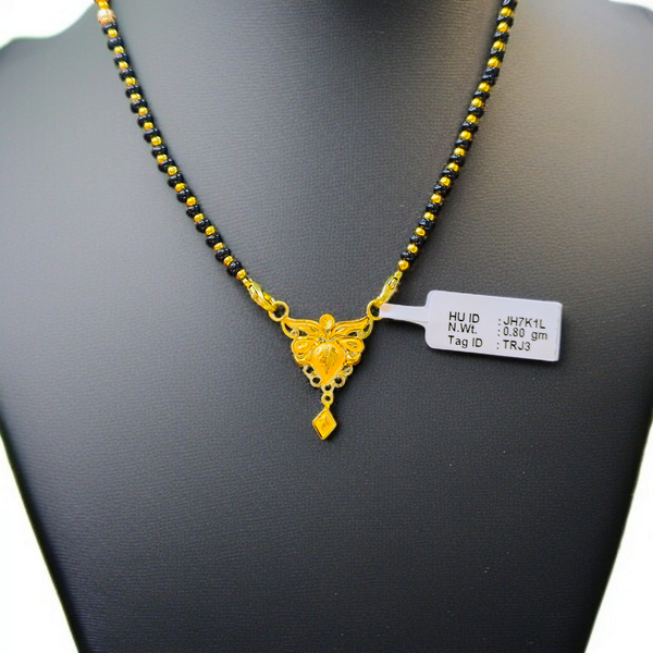 TRJ WGT: 0.800 GM APPROX 22KT HUID HALLMARK GOLD PENDANT MANGALSUTRA 1 PIECE WITH TASSEL.