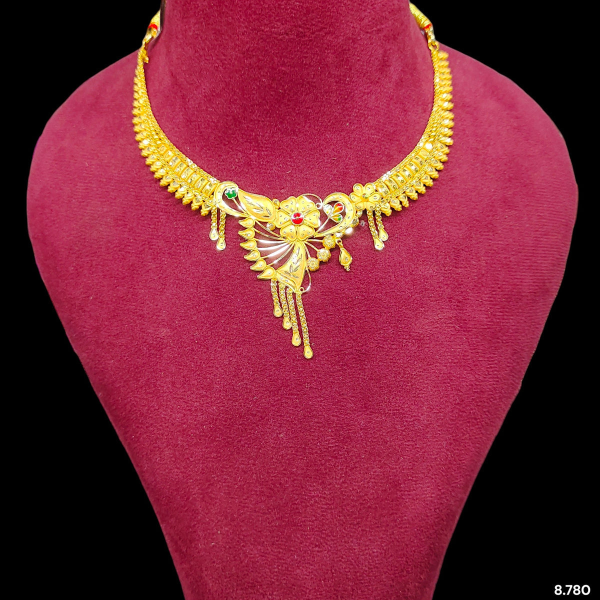 GCN22K- WGT: 8.780 BIS CERTIFIED HUID HALLMARK 916 22KT GOLD NECKLACE 1 PIECE WITH FREE ADJUSTABLE TASSEL FOR WOMEN.(ABB5Z2)