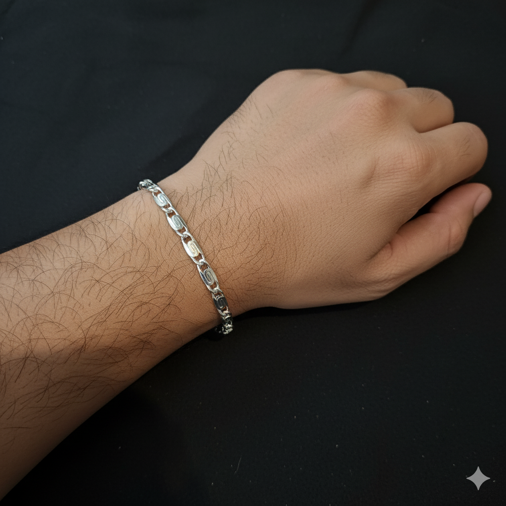 (SWL) RAJLAXMI 625 SILVER WRISTLET WGT: 18.040 GRAM 8.5" INCH FOR UNISEX 1 PIECE (REGULAR USE)