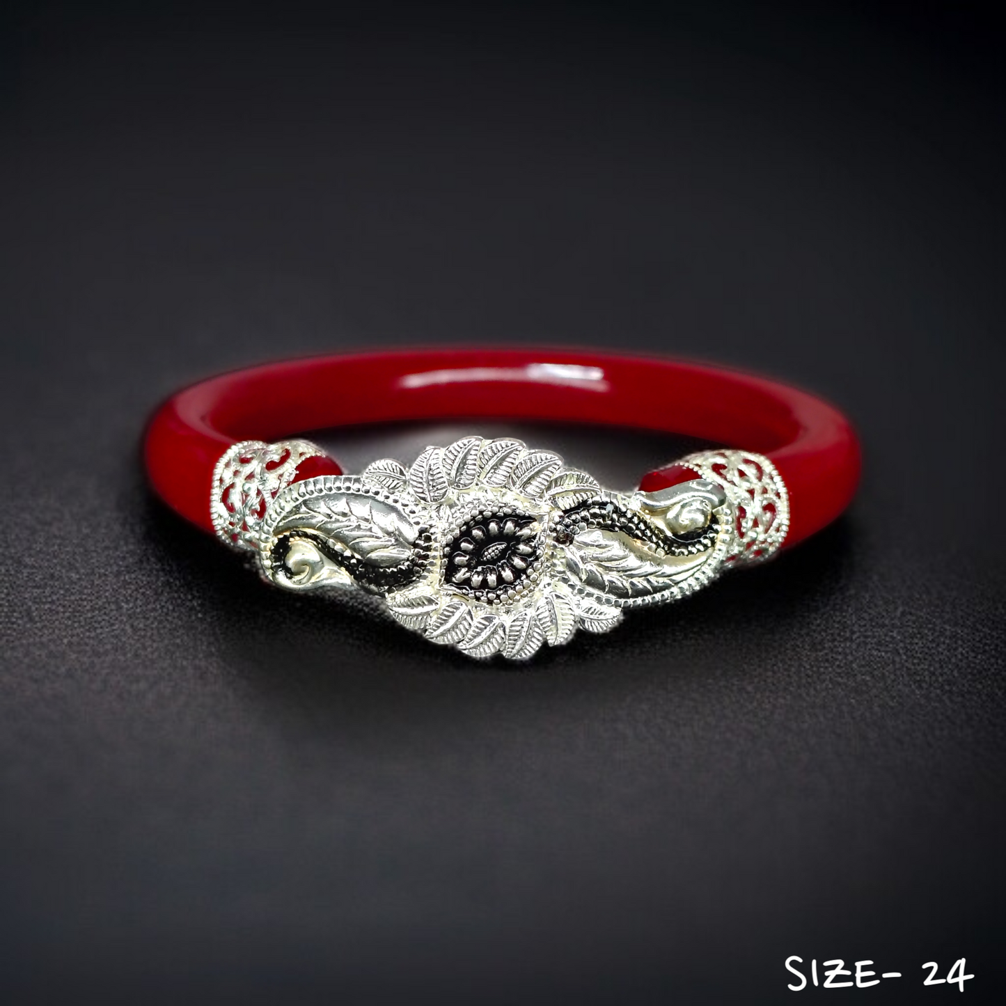 (SSP) (SIZE- 24) 925 ORIGINAL SILVER MUKH POLA BANGLES FOR WOMEN 1 PC - SOLD AS MRP BY RAJLAXMI.