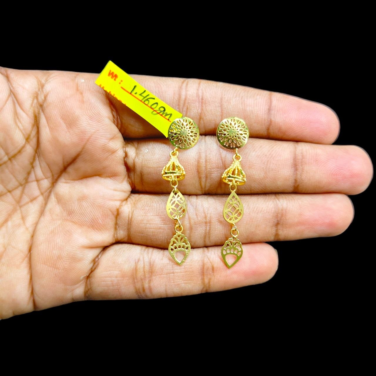 GOLD EARRINGS- WGT: 1.460 GM APPROX BIS CERTIFIED HUID HALLMARK 9KT GOLD EARRINGS 1 PAIR FOR WOMEN (BEST FOR GIFT IN MARRIAGE).