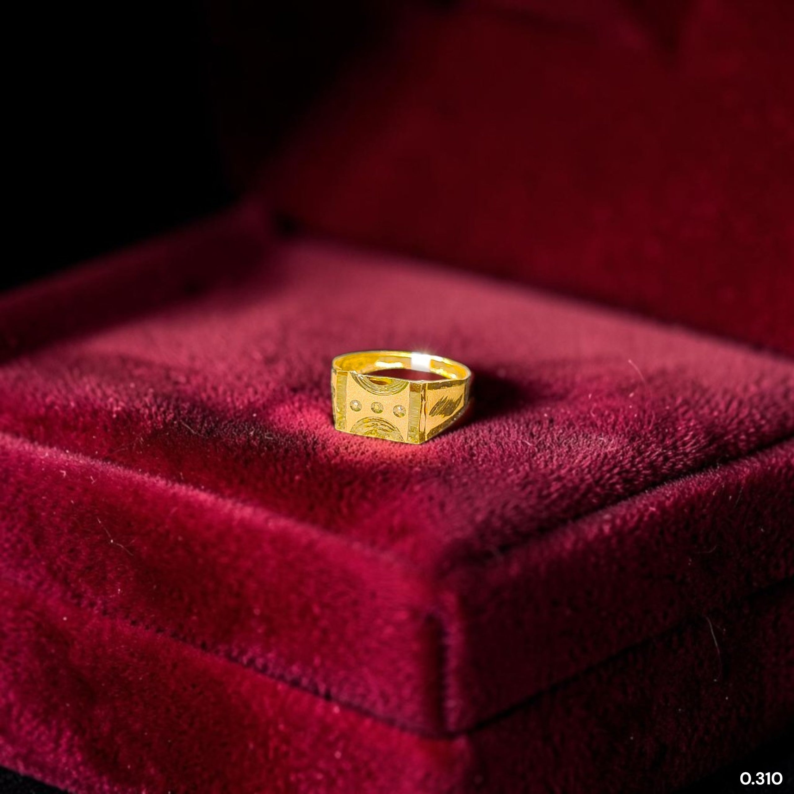 BABY JEWELLERY- TRJ WGT: 0.310 GM APPROX 375 9KT HUID HALLMARK GOLD BABY FINGER RING 1 PIECE FOR RICE CEREMONY & BIRTHDAY.(GHF5BU)