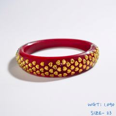 GPB18K- (SIZE-23) RED COLOUR 18KT HALLMARK GOLD BRACELET POLA 1 PIECE FOR MARRIED WOMEN (REGULAR USE) APPROX WGT: 1.090 GM