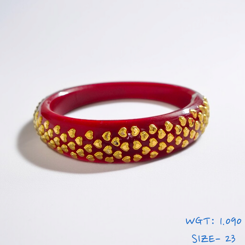 GPB18K- (SIZE-23) RED COLOUR 18KT HALLMARK GOLD BRACELET POLA 1 PIECE FOR MARRIED WOMEN (REGULAR USE) APPROX WGT: 1.090 GM