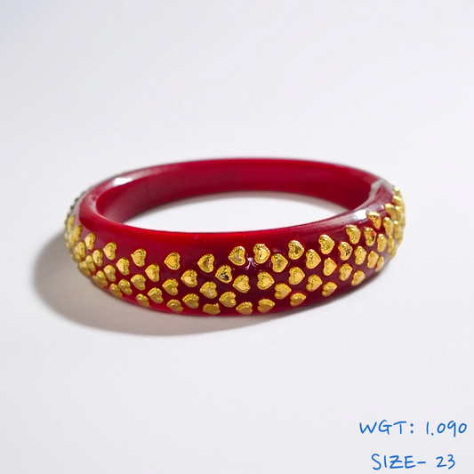 (SIZE- 23) RED COLOUR 18KT HALLMARK GOLD BRACELET POLA 1 PIECE FOR MARRIED WOMEN (REGULAR USE) APPROX WGT: 1.090 GM