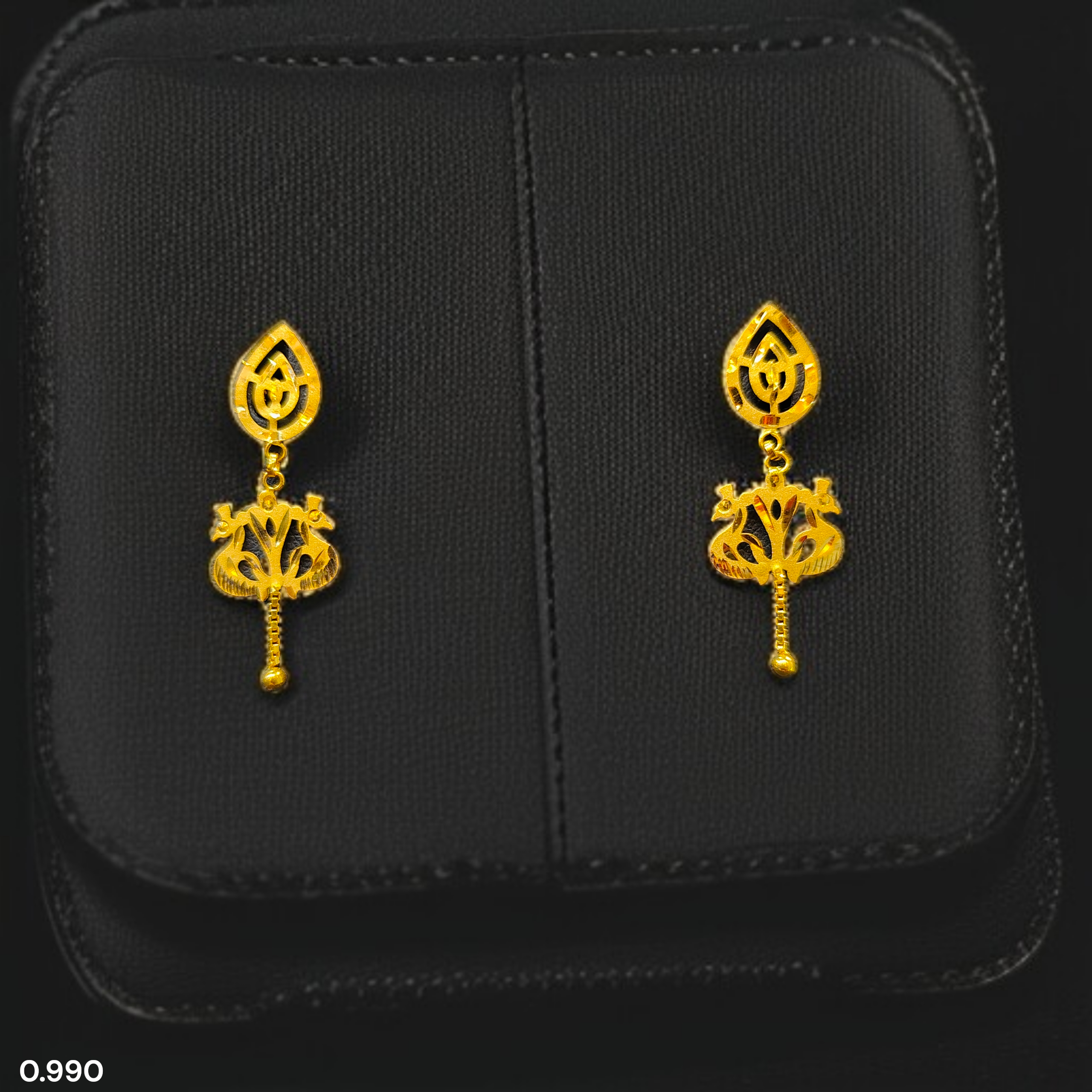 (GER22) BIS CERTIFIED WGT: 0.990 GM APPROX HUID HALLMARK 916 22KT GOLD EARRINGS KANBALA 1 PAIR FOR WOMEN.