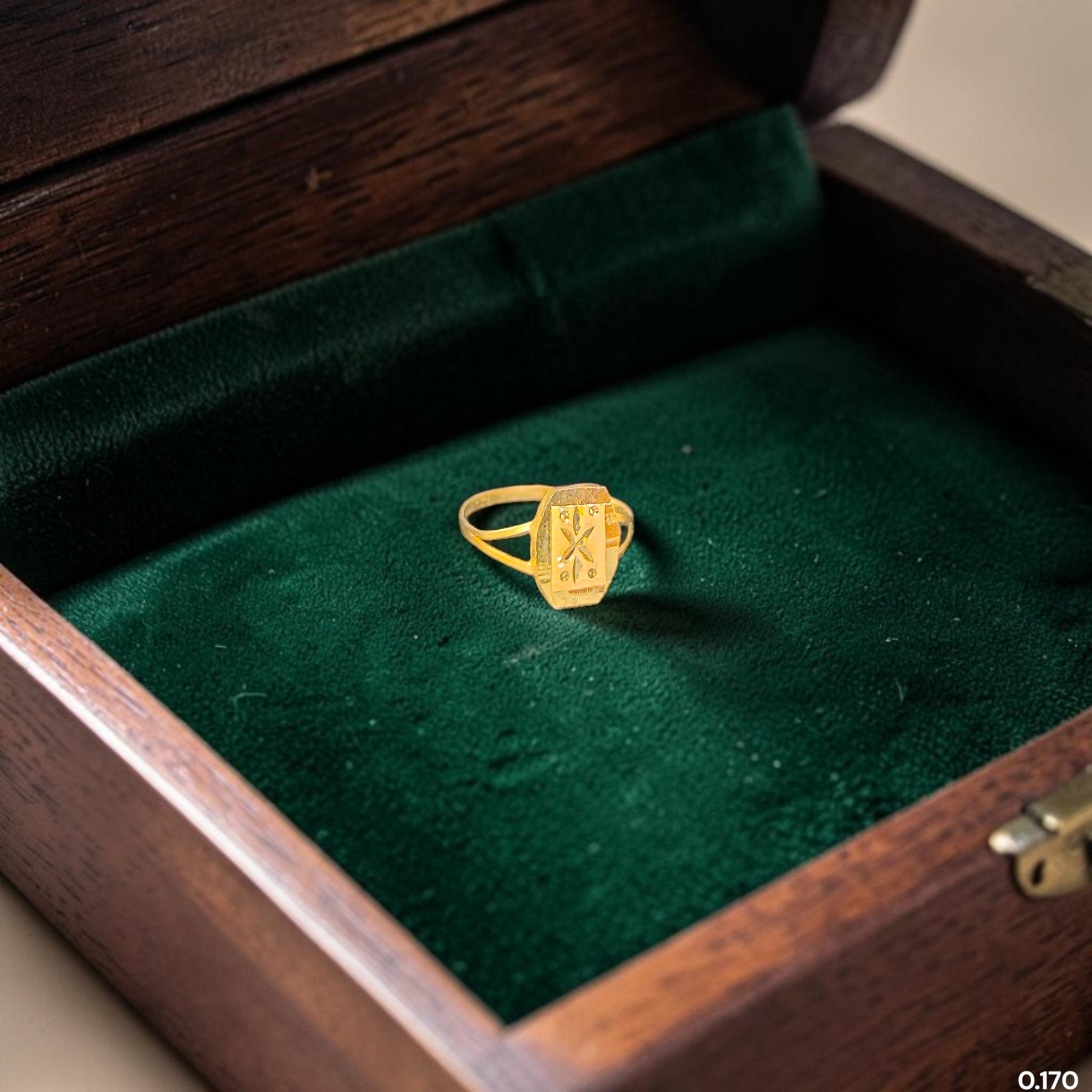 BABY JEWELLERY- TRJ WGT: 0.170 GM APPROX 375 9KT HUID HALLMARK GOLD BABY FINGER RING 1 PIECE FOR RICE CEREMONY & BIRTHDAY.(YNJAX4)