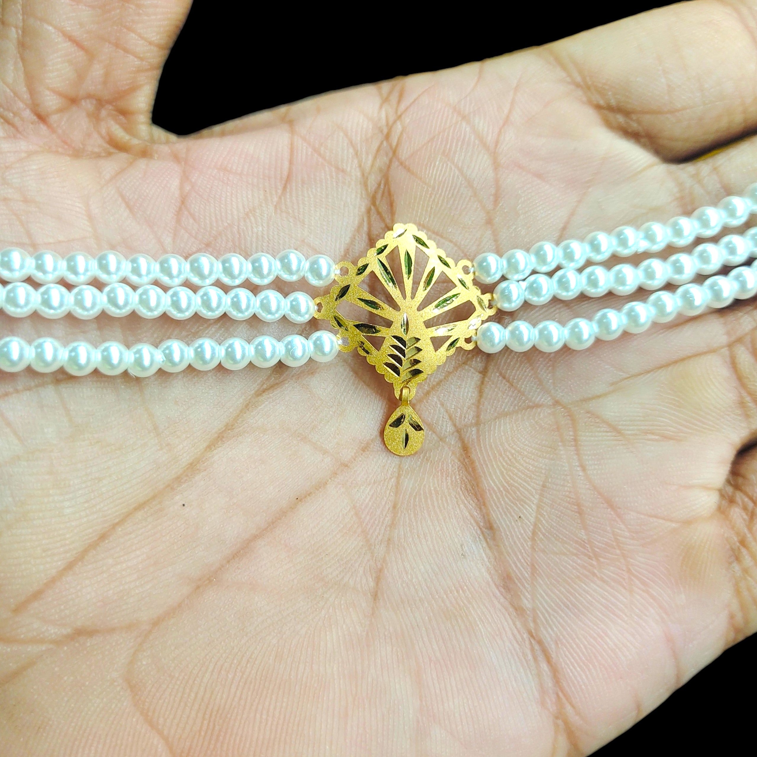 GMC22K- CERTIFIED BIS HUID HALLMARK 916 22KT GOLD MOTI CHOKER 1 PIECE (WGT: 0.430 GM) WITH ADJUSTABLE TASSEL FOR GIFT IN MARRIAGE.