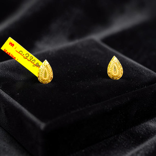 GOLD TOPS- BIS CERTIFIED (WGT: 0.330 GM APPROX) HUID HALLMARK 375 9KT GOLD TOPS 1 PAIR BEST FOR MARRIAGE GIFT.