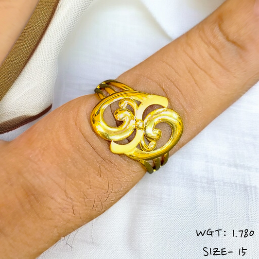 TRJ (SIZE: 15) WGT: 1.780 GM APPROX 22KT HUID HALLMARK GOLD RING FOR WOMEN 1 PIECE.