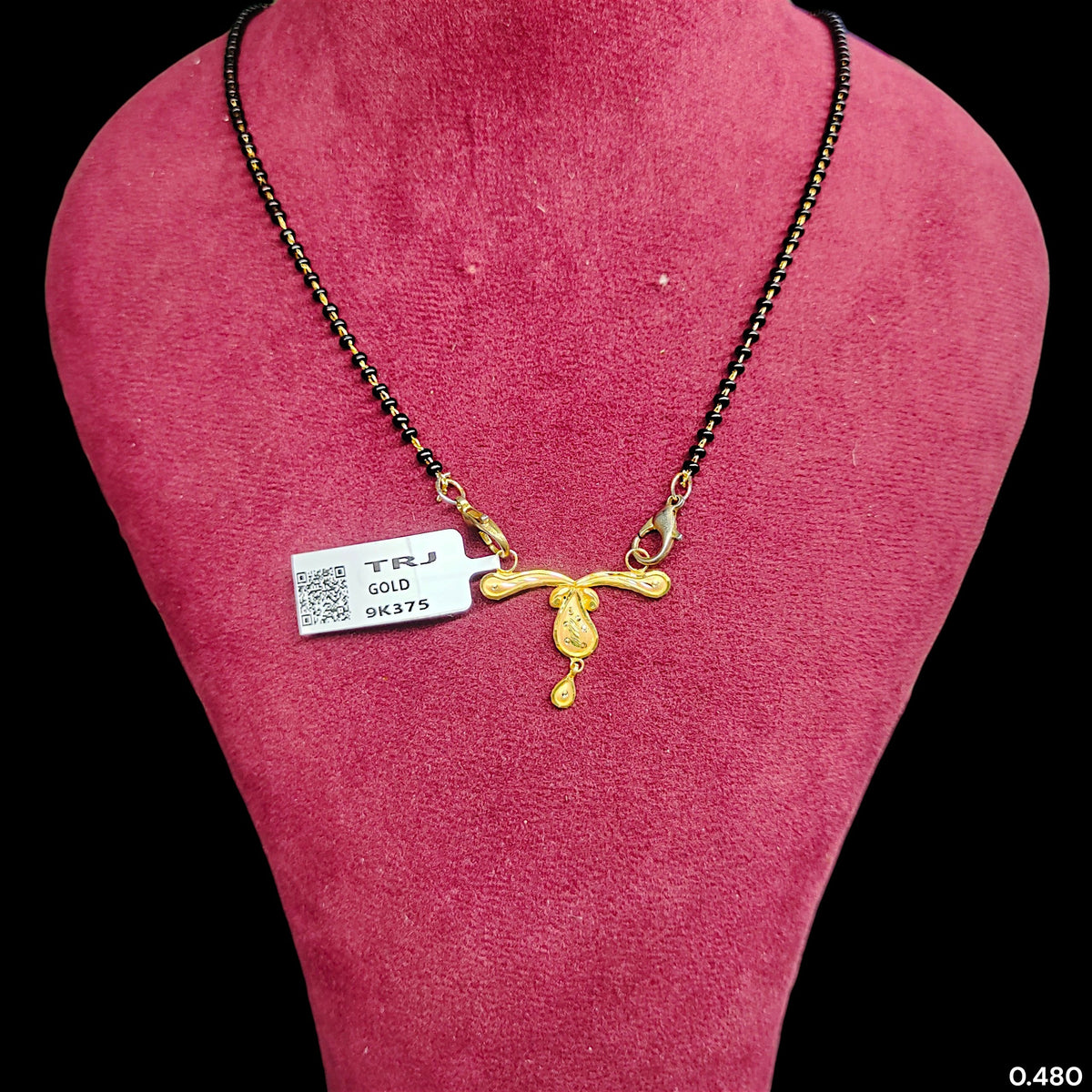 GPM9K- (WGT: 0.480 GM APPROX) BIS CERTIFIED HUID HALLMARK 375 9KT GOLD PENDANT FOR WOMEN 1 PIECE WITH FREE MANGALSUTRA & TASSEL. (H8LSFV)