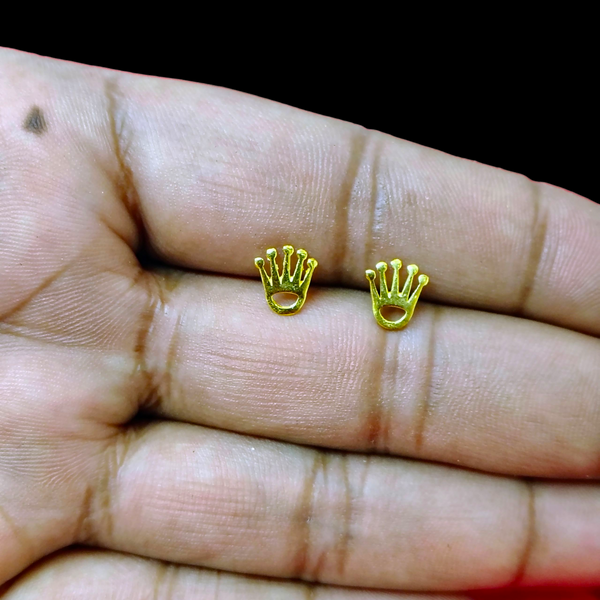 BABY JEWELLERY STUD EARRING- TRJ BABY TOPS WGT: 0.460 GM APPROX BIS CERTIFIED HUID HALLMARK 9KT GOLD STUD EARRINGS FOR WOMEN 1 PAIR FOR REGULAR USE.