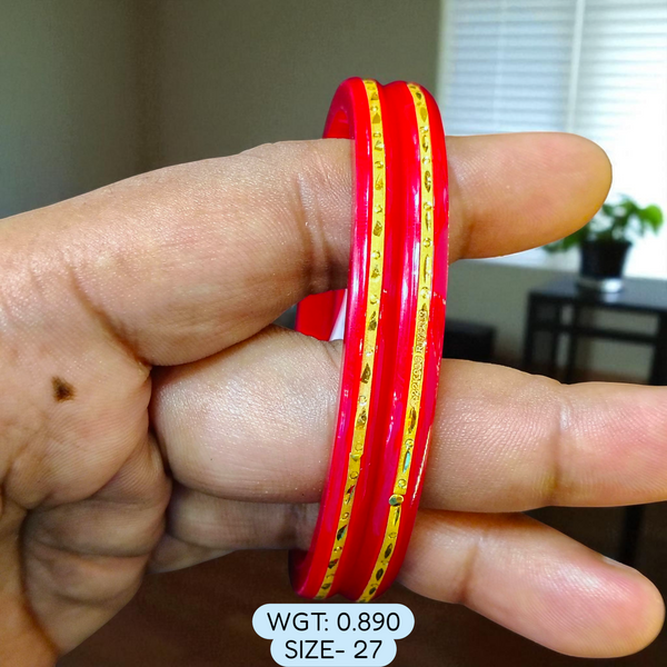 (GSP) TRJ (SIZE: 27) WGT: 0.890 GM APPROX 22KT HUID HALLMARK GOLD POLA BANGLES 1 PAIR DESIGN FOR REGULAR USE.