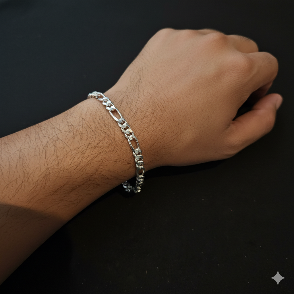 (SWL) RAJLAXMI 625 SILVER WRISTLET WGT: 17.670 GRAM 8.5" INCH FOR UNISEX 1 PIECE (REGULAR USE)