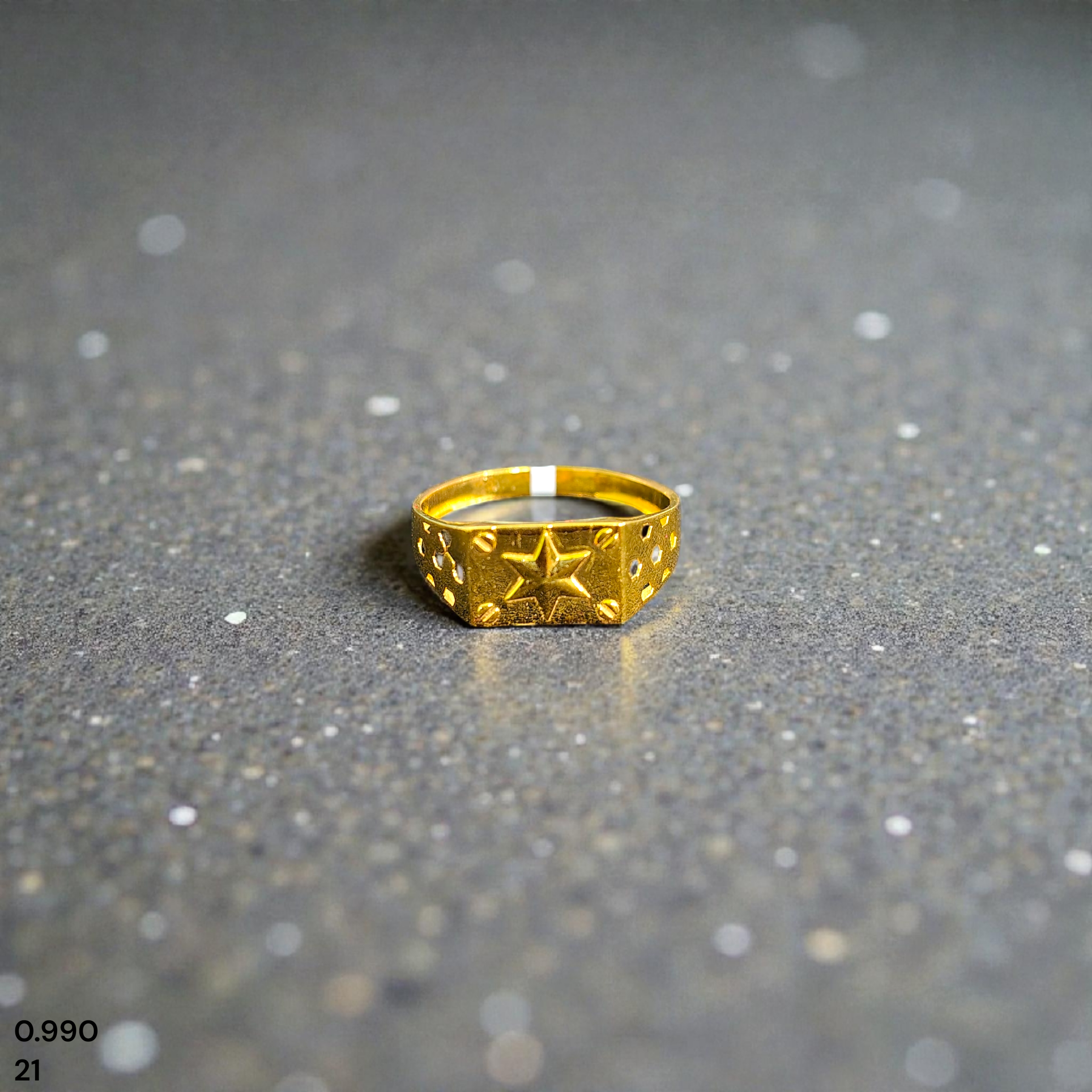 GENTS RING- TRJ (SIZE:21) WGT: 0.990 GM APPROX BIS CERTIFIED HUID HALLMARK 9KT GOLD FINGER RING FOR MEN 1 PIECE.