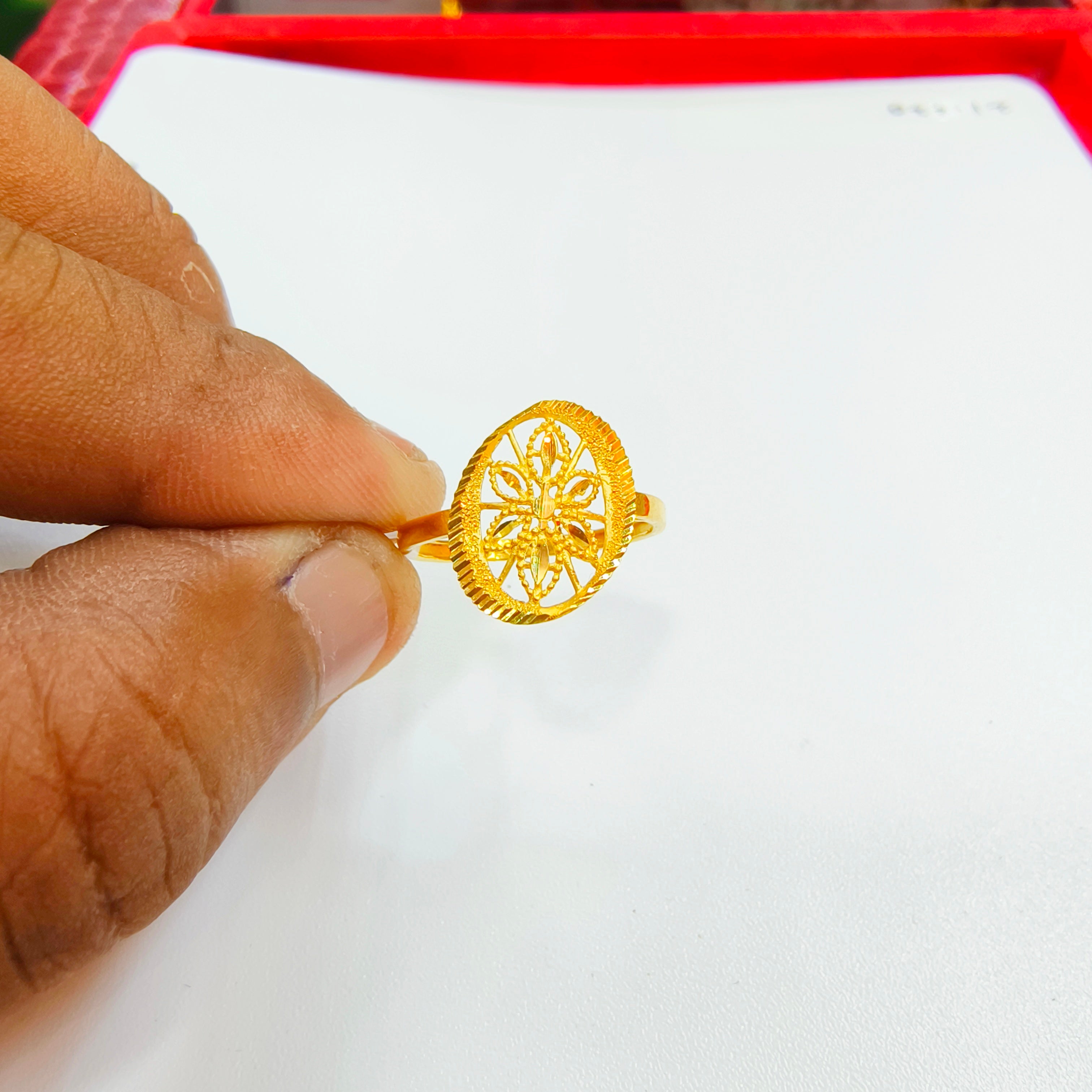 (GLFR22) (TURKISH COLLECTION) SIZE:16 (WGT: 1.730 GRAM APPROX) BIS CERTIFIED HUID HALLMARK 916 22KT GOLD FINGER RING FOR WOMEN 1 PIECE (IMPORTED GOLD JEWELLERY).