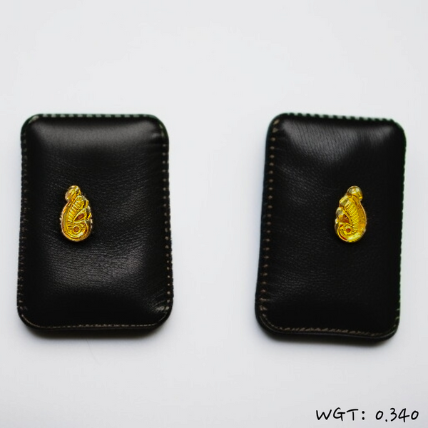 RAJLAXMI WGT: 0.340 GM APPROX HUID HALLMARK 916 22KT GOLD EAR TOPS STUD 1 PAIR FOR REGULAR USE.