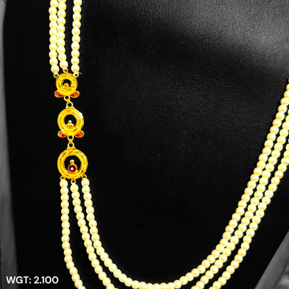 TRJ WGT: 2.100 GM APPROX 22KT HUID HALLMARK GOLD MOTI NECKLACE LOHORI 1 PIECE WITH ADJUSTABLE TASSEL.