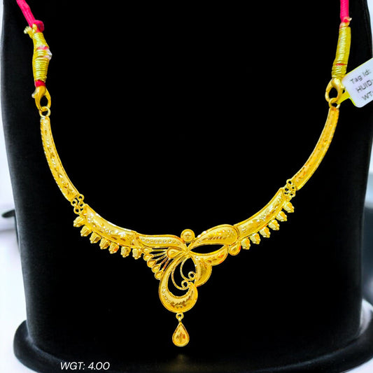 (GCN22) BIS CERTIFIED HUID HALLMARK 916 22KT GOLD NECKLACE CHOKER (APPROX WGT: 4.00 GM) 1 PIECE FOR WOMEN.