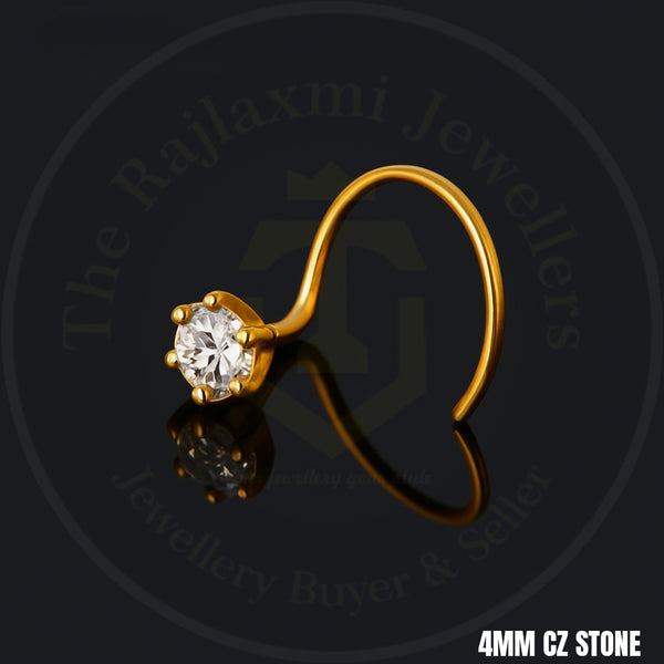 4MM KDM GOLD NOSEPIN (30 TONCH) STUDDED WITH CZ STONE 1 PIECE (TAR DESIGN) FOR GIFT YOUR LOVED ONES FOR WOMEN.
