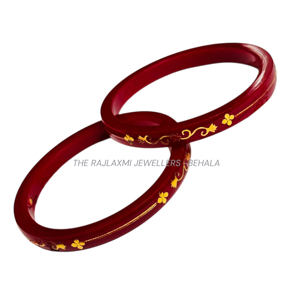 VISION RED (FACEBOOK VIRAL POLA) GOLDEN DETAILING LAMINATION POLA PATTERN DESIGN 1 PAIR FOR WOMEN - NON EXCHANGEABLE ITEM (GET ANY DESIGN AS PER AVAILABILITY)