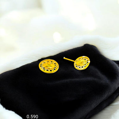 STUD EARRING- BIS CERTIFIED WGT: 0.590 GM APPROX HUID HALLMARK 916 22KT GOLD TOPS 1 PAIR FOR WOMEN.
