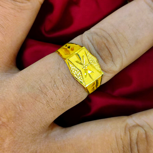SIZE:21 (WGT: 1.020 GRAM APPROX) BIS CERTIFIED HUID HALLMARK 916 22KT GOLD GENTS FINGER RING FOR MENS 1 PIECE.
